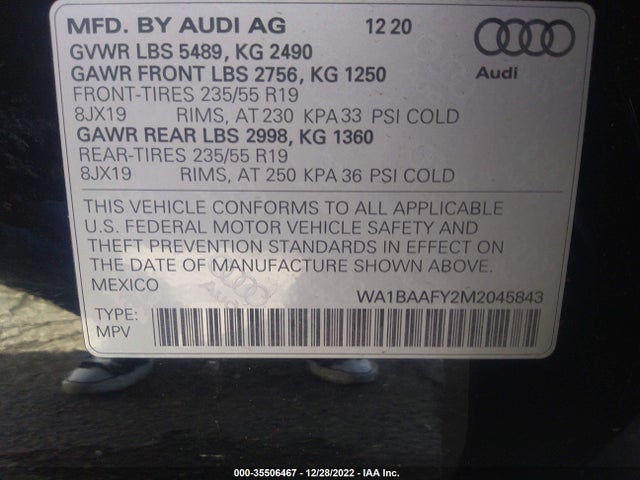 2021 Audi Q5, VIN: WA1BAAFY2M2045843