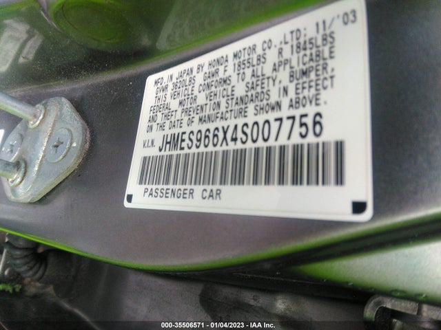 2004 HONDA CIVIC VIN: JHMES966X4S007756