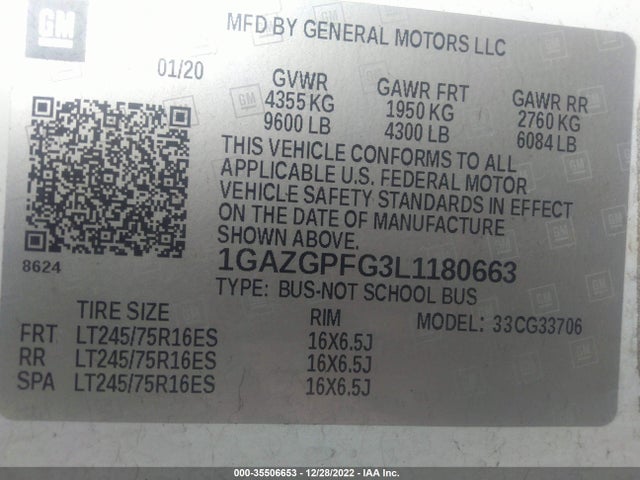 Chevrolet Express Passenger Lt 2020 1GAZGPFG3L1180663 Image 10