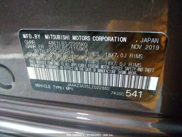 JA4AZ3A35LZ022882 Mitsubishi Outlander Es/se/sel/le/sp