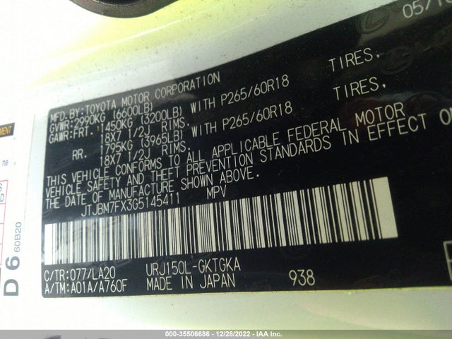 2016 Lexus GX, VIN: JTJBM7FX3G5145411