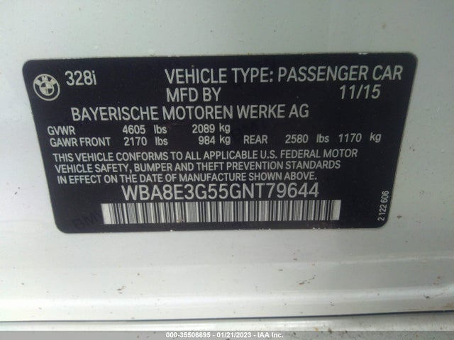 BMW 3 Series 328i Xdrive 2016 WBA8E3G55GNT79644 Image 9
