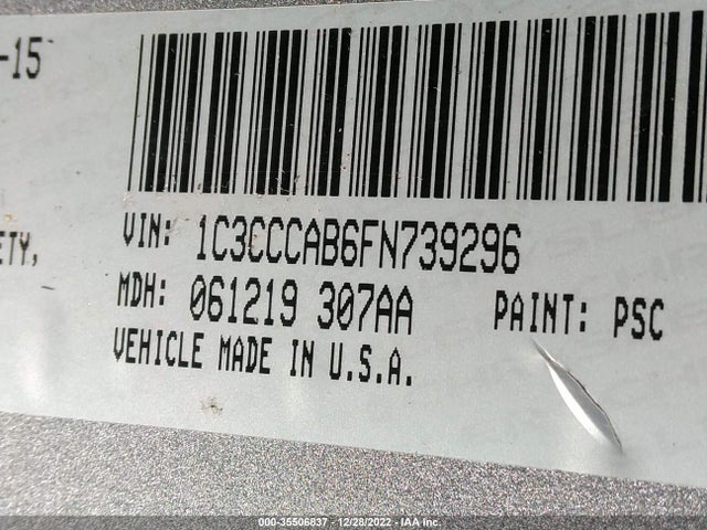 2015 CHRYSLER 200 LIMITED VIN: 1C3CCCAB6FN739296