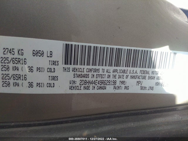 Dodge Grand Caravan Se 2009 2D8HN44E49R629198 Image 10