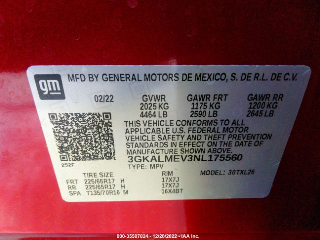 3GKALMEV3NL175560 GMC Terrain Sle