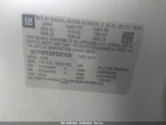 Cadillac Srx Performance Collection 2015 3GYFNFE30FS581609 Image 9
