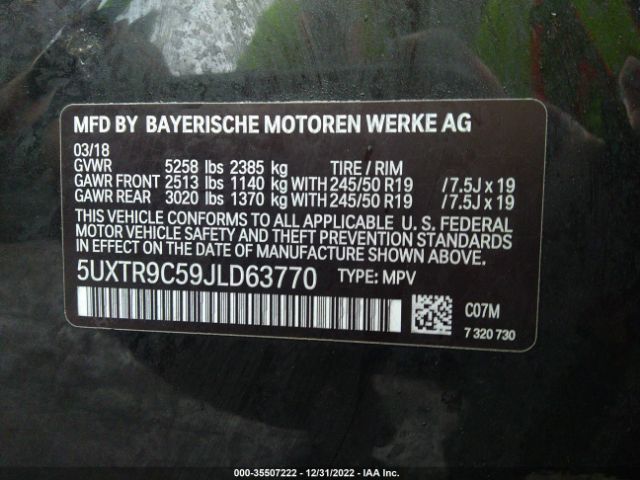 5UXTR9C59JLD63770 BMW X3 Xdrive30i