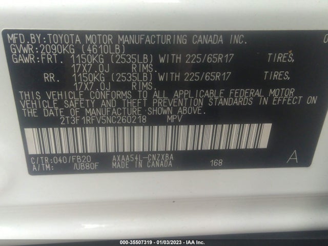 2022 Toyota RAV4, VIN: 2T3F1RFV5NC260218