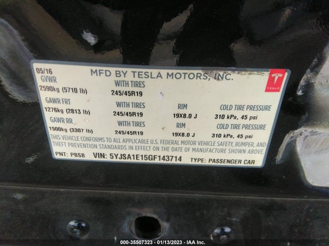 Tesla Model S 70 Kwh 2016 5YJSA1E15GF143714 Image 9