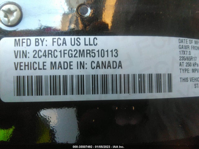 2021 Chrysler Pacifica, VIN: 2C4RC1FG2MR510113