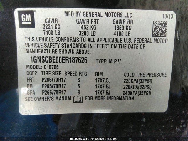 Chevrolet Tahoe Lt 2014 1GNSCBE00ER187626 Image 10