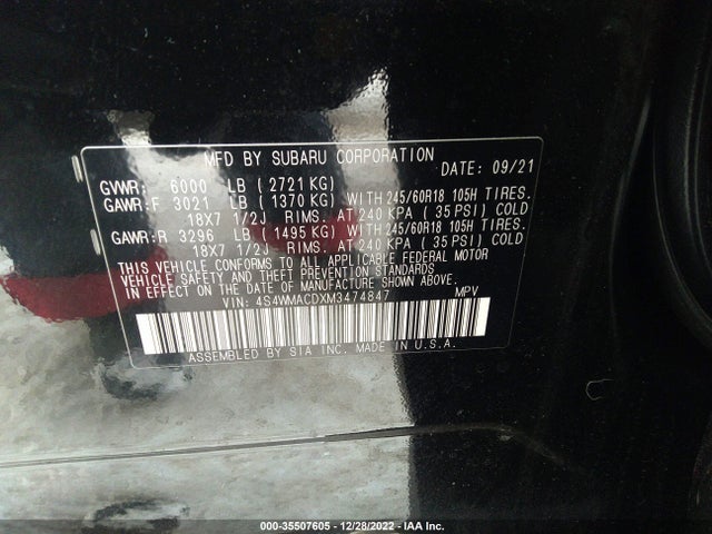 2021 Subaru Ascent, VIN: 4S4WMACDXM3474847