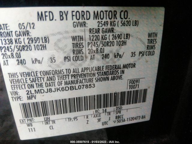 2LMDJ8JK6DBL07853 Lincoln MKX