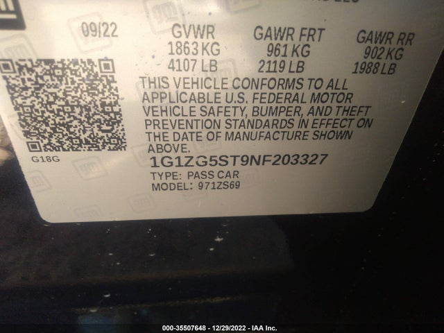 Chevrolet MALIBU RS 2022 1G1ZG5ST9NF203327 Image 9