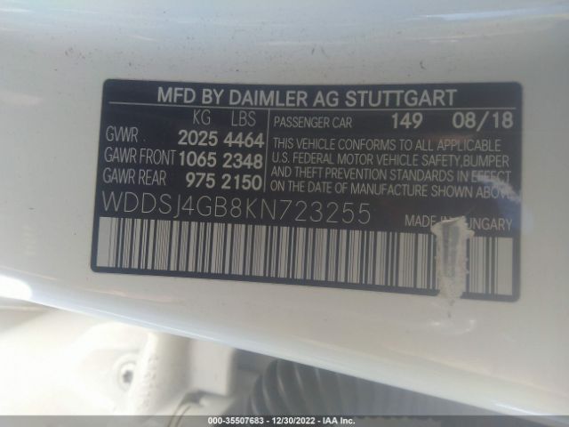 WDDSJ4GB8KN723255 Mercedes-Benz Cla Cla 250
