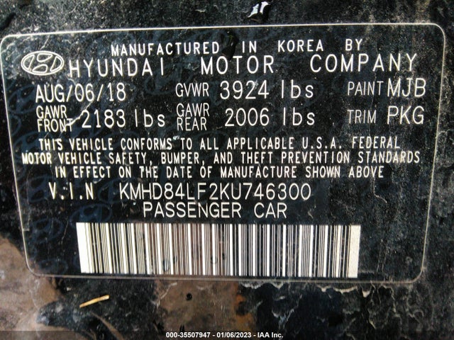 Hyundai ELANTRA SEL 2019 KMHD84LF2KU746300 Image 11