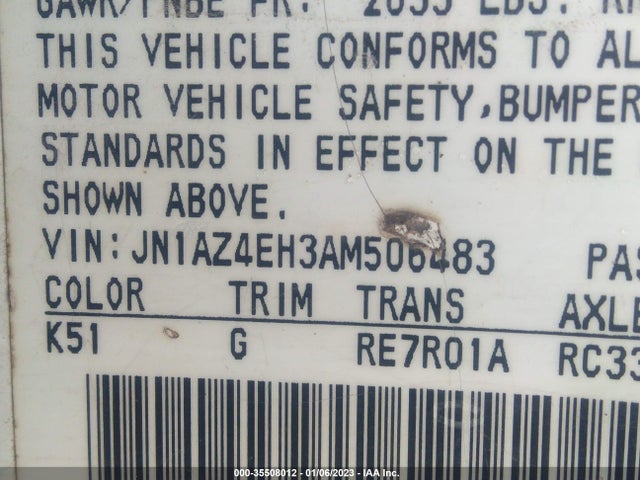 2010 NISSAN 370Z VIN: JN1AZ4EH3AM506483