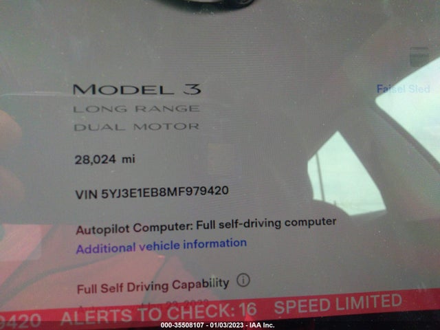 Tesla Model 3 Long Range 2021 5YJ3E1EB8MF979420 Image 8