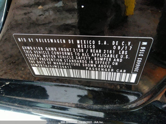3VW2B7AJ3JM236611 Volkswagen Jetta 1.4t S