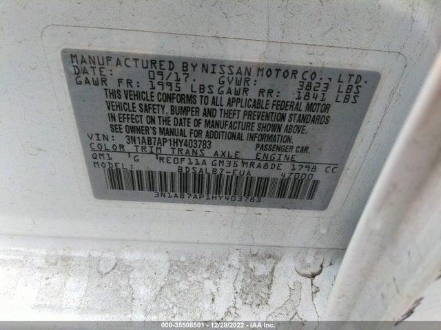 2017 Nissan Sentra, VIN: 3N1AB7AP1HY403783