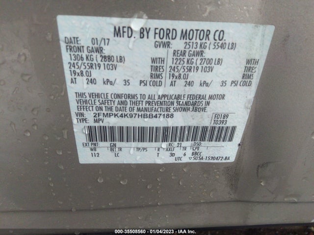 2017 Ford Edge, VIN: 2FMPK4K97HBB47188