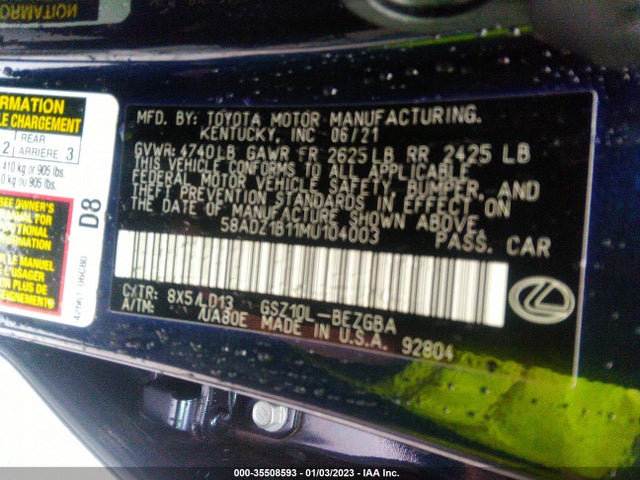 Lexus ES 2021 58ADZ1B11MU104003 Image 10