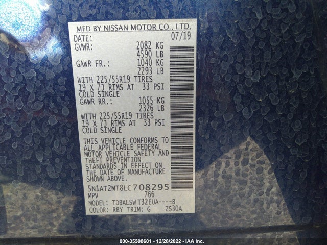 2020 Nissan Rogue, VIN: 5N1AT2MT8LC708295