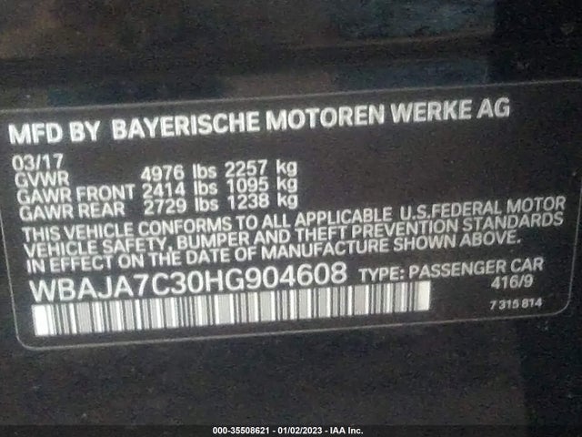 WBAJA7C30HG904608 BMW 5 Series 530i Xdrive