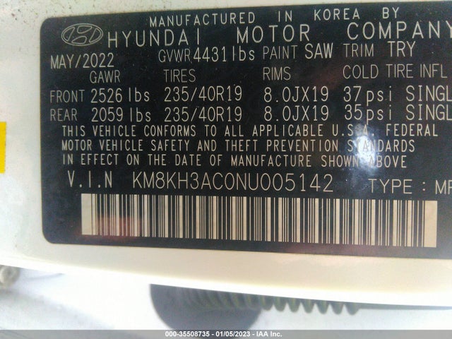 2022 HYUNDAI KONA N VIN: KM8KH3AC0NU005142