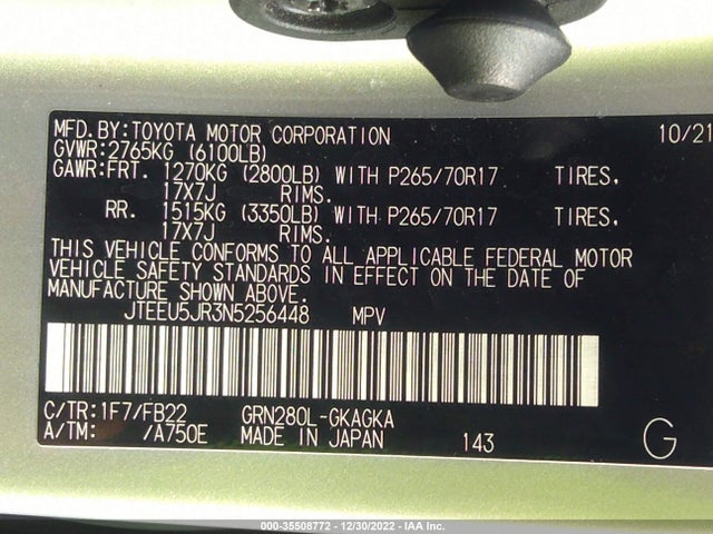 2022 Toyota 4Runner, VIN: JTEEU5JR3N5256448
