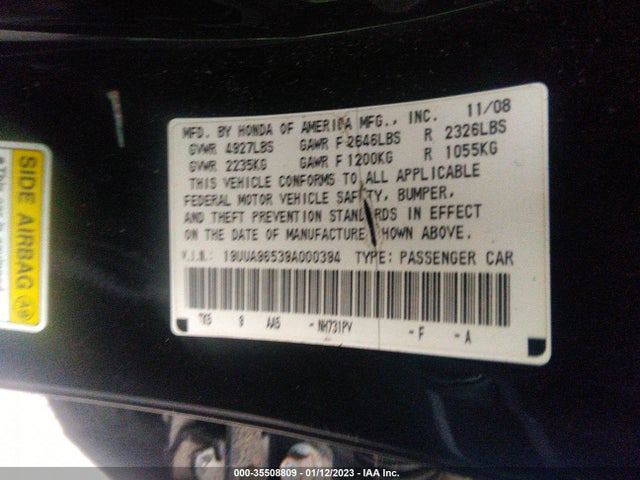 Acura TL TECH 2009 19UUA96539A000394 Image 9