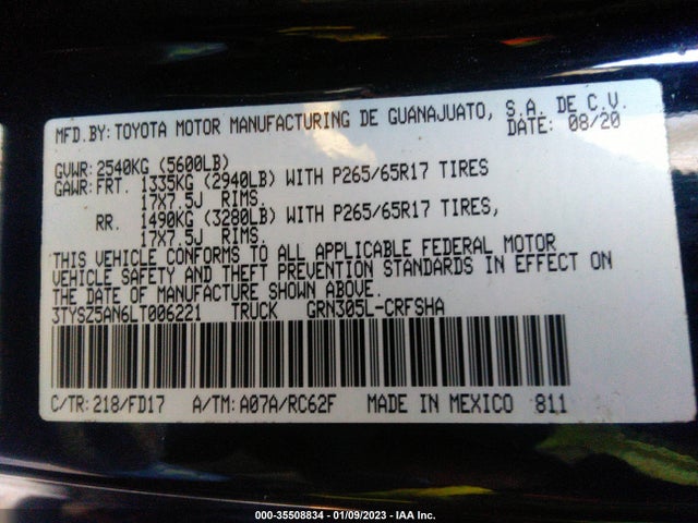 2020 Toyota Tacoma, VIN: 3TYSZ5AN6LT006221