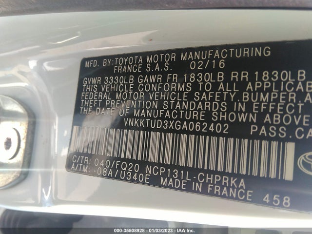 2016 Toyota Yaris, VIN: VNKKTUD3XGA062402