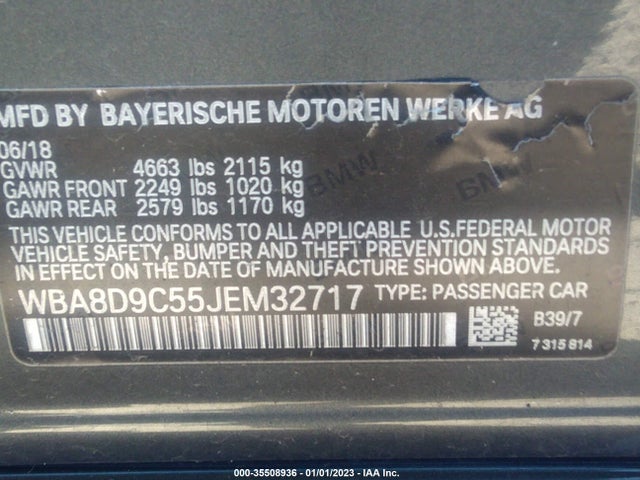 2018 BMW 3 SERIES 330I XDRIVE VIN: WBA8D9C55JEM32717