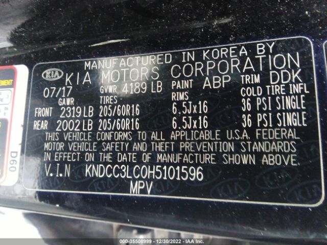 KNDCC3LC0H5101596 KIA NIRO EX