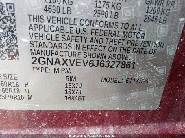 Chevrolet Equinox Premier 2018 2GNAXVEV6J6327861 Image 10