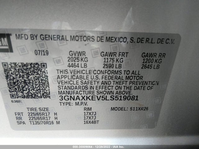 Chevrolet EQUINOX LT 2020 3GNAXKEV5LS519081 Image 10