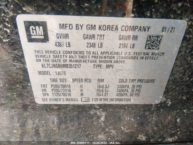 Chevrolet TRAX LS 2021 KL7CJNSB6MB351217 Image 9