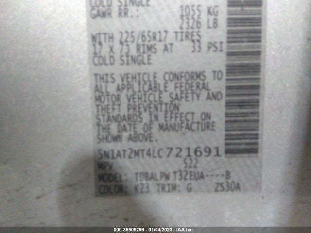 2020 Nissan Rogue, VIN: 5N1AT2MT4LC721691
