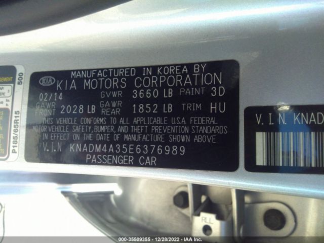 KNADM4A35E6376989 KIA RIO LX