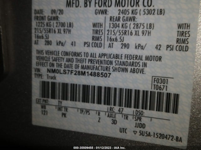 2021 Ford Transit Connect, VIN: NM0LS7F28M1488507