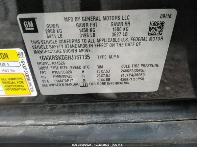 1GKKRSKD5HJ167135 GMC Acadia Limited Limited