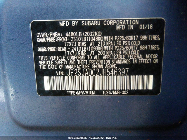 2018 Subaru Forester, VIN: JF2SJADC2JH546397