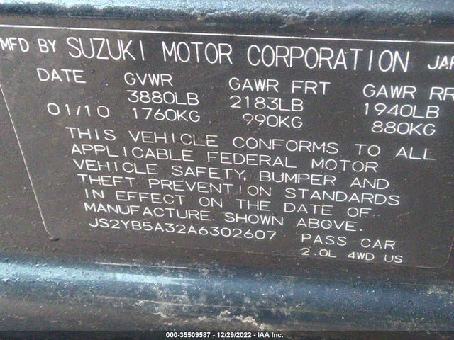 JS2YB5A32A6302607 Suzuki SX4
