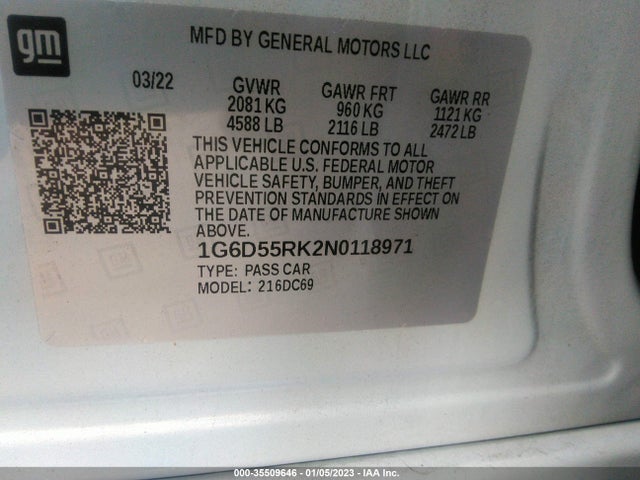 2022 Cadillac CT4, VIN: 1G6D55RK2N0118971