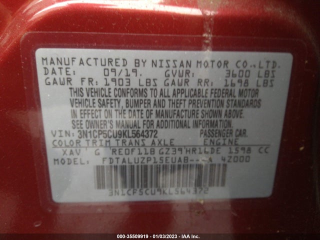 2019 Nissan Kicks, VIN: 3N1CP5CU9KL564372