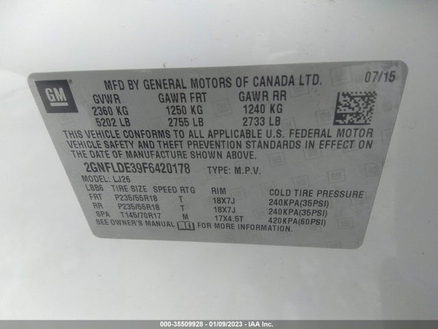 2015 Chevrolet Equinox, VIN: 2GNFLDE39F6420178