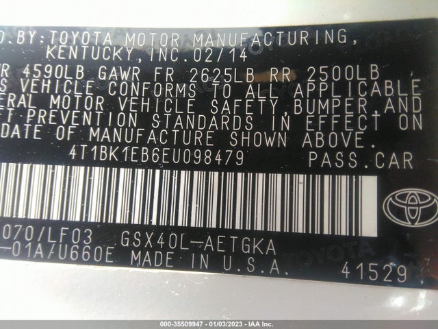 Toyota AVALON LIMITED 2014 4T1BK1EB6EU098479 Image 10
