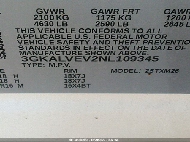 3GKALVEV2NL109345 GMC Terrain Slt