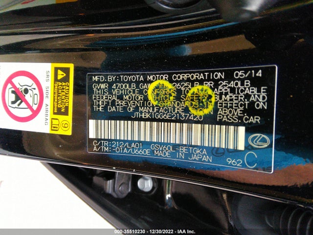Lexus ES 350 2014 JTHBK1GG6E2137420 Image 11